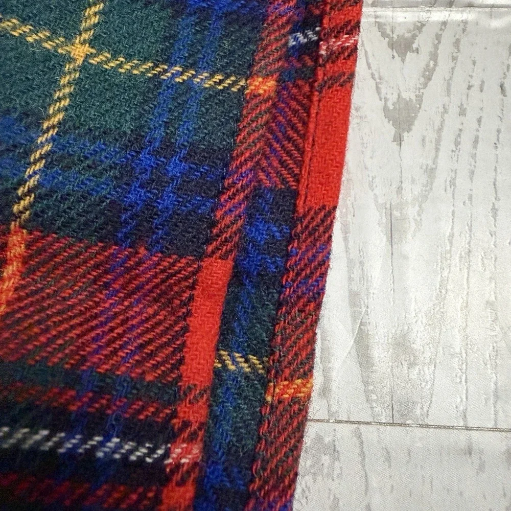 Vintage Pendleton 100% Virgin Wool Plaid Scarf Red Tartan USA Made Excellent